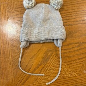 H&M Light Gray Knit Hat with Pom-Poms